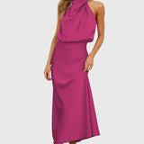 Ava™ | Glamorous Satin Halter Dress
