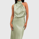 Ava™ | Glamorous Satin Halter Dress