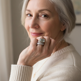 Vintage set of silver rings with glass turquoise