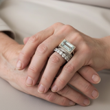 Vintage set of silver rings with glass turquoise