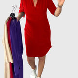 Katherine | Solid V-Neck Dress