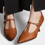 Isabella Elegant T-Bar Heels with Smooth Finish