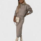 Chrystahl | Elegant Dress and Turtle Neck Sweater Set