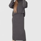 Chrystahl | Elegant Dress and Turtle Neck Sweater Set