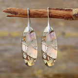 Vintage Oval Stone Earrings Made from Natural Materials