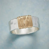 Vintage Silver Ring with Golden Threads