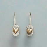 Vintage Silver Earrings with Golden Heart