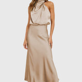 Ava™ | Glamorous Satin Halter Dress