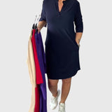 Katherine | Solid V-Neck Dress