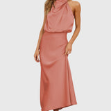 Ava™ | Glamorous Satin Halter Dress